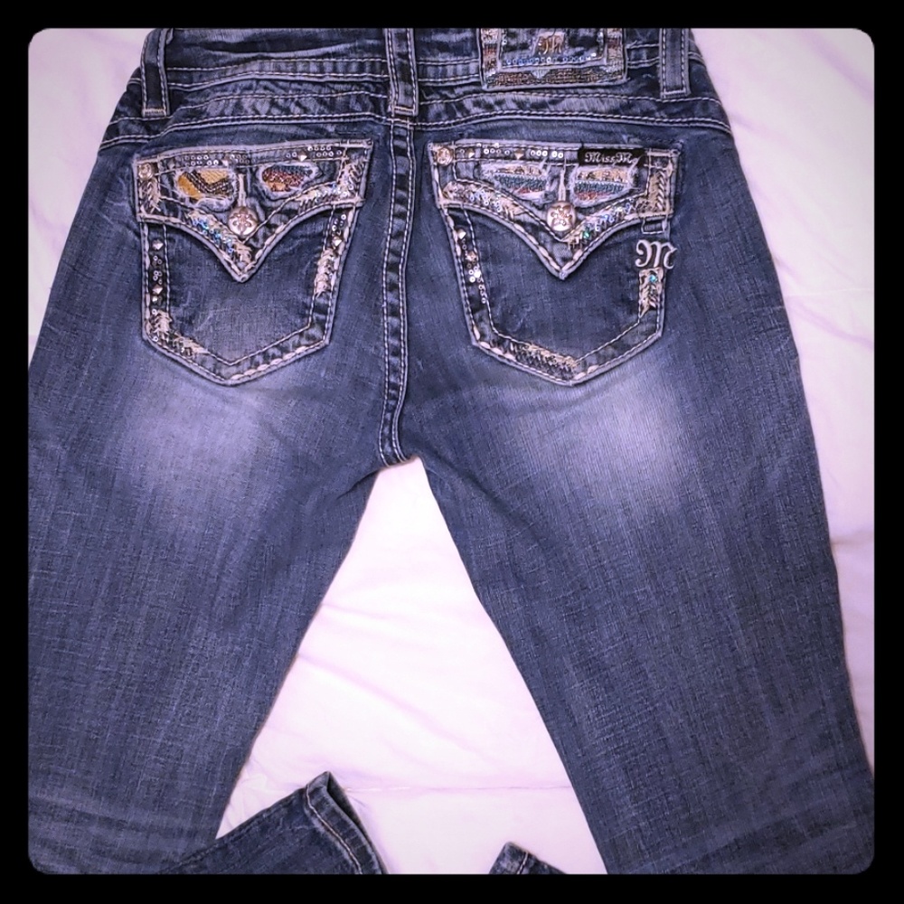 Miss me Jean's size 27/34 Bootcut Turquoise bling